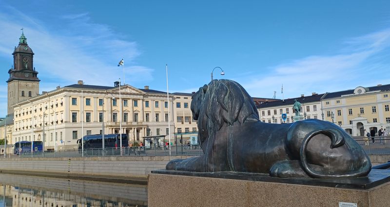 View from Lejontrappan(The Lion's Staircase) off Fontänbron (Fountain Bridge) in Brunnsparken (Well Park)