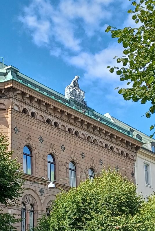 Mother Svea (a female nation personification for Sweden) Gothenburg's only remaining roof statue