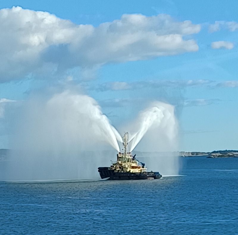 Gothenburg Water Canon show for cruise ships as we were leaving port