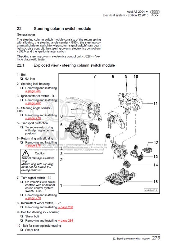 Electrical system - Steering column switch module page 273