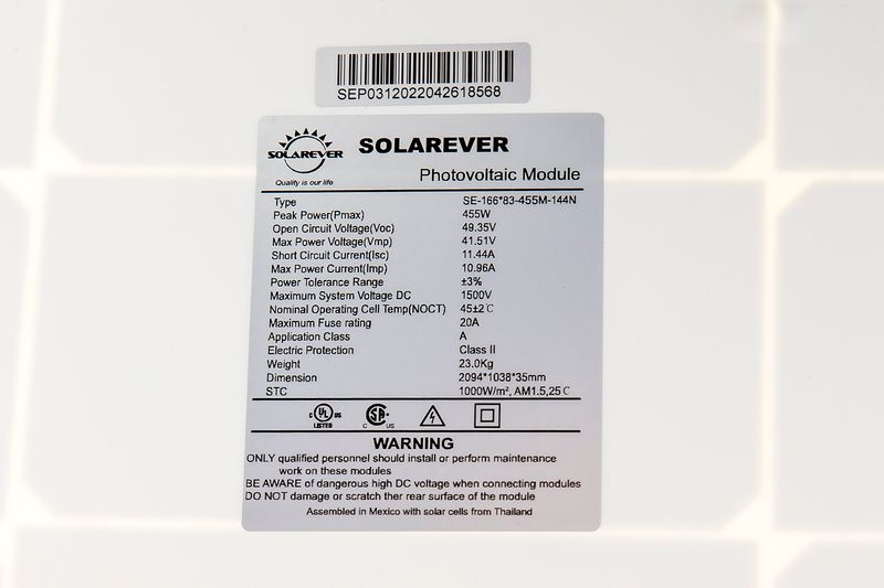 Installed 9 Solarever 455W solar panels