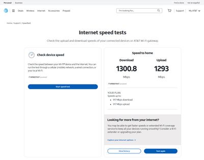 AT&T Internet 1000 fiber WiFi Gateway Speed