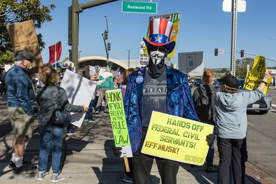 4/18/2025 Protest on the corner of Castro Valley Blvd and Redwood Road