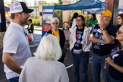 7/19/2025 Congressman Eric Swalwell talks to Eden Area Indivisible at Castro Valley Pride 2025 Festival