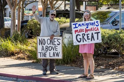 8/6/2025  Protest on the corner of Castro Valley Blvd and Redwood Road