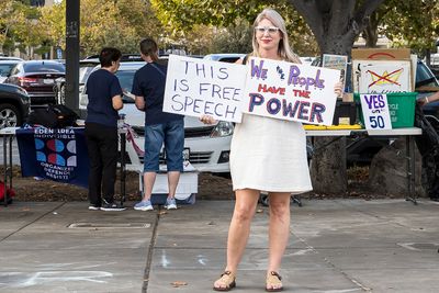9/17/2025  Protest of Trumps Authoritarian Regime on the corner of Castro Valley Blvd and Redwood Road