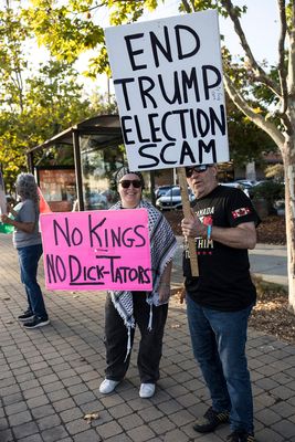 10/8/2025 Protest of Trumps Authoritarian Regime on the corner of Castro Valley Blvd and Redwood Road
