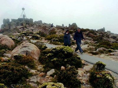 Summit of Mount Wellington in cloud
