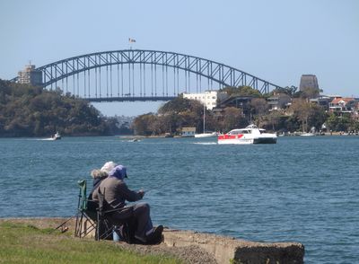 Elderly couple fishing