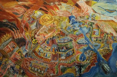 Part of a mural by Donald Friend