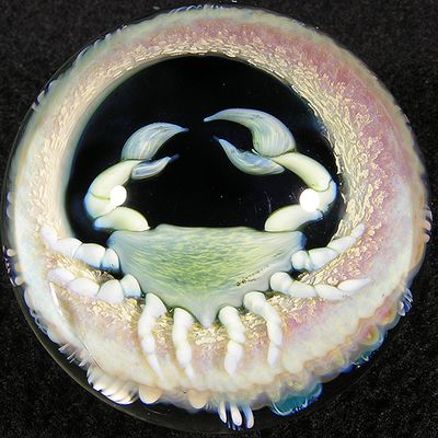 The backside features Michael's 3D crab
