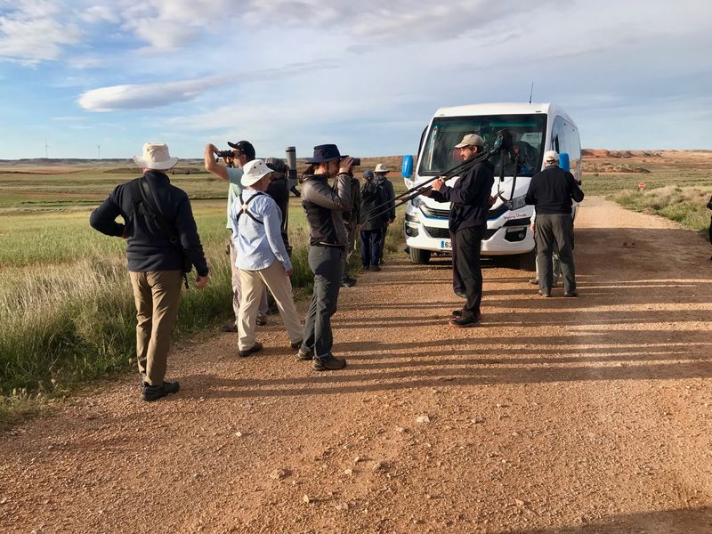 Le groupe descend de lautobus pour lobservation matinale