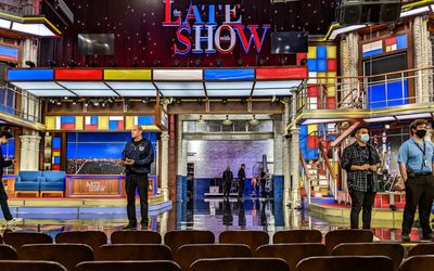 Stage for the ‘Late Show with Stephen Colbert’ in the Ed Sullivan Theater in New York City