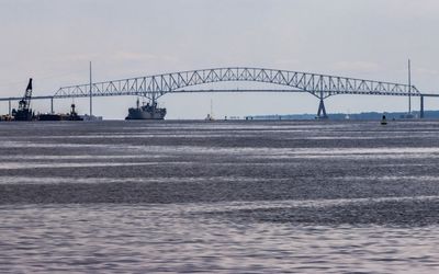 The Francis Scott Key Bridge (I-695) over the Patapsco River outside of Baltimore Maryland