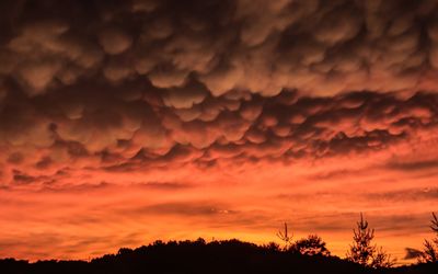 Mammatus clouds to the west after a storm at sunset in Meadow Bridge Vest Virginia