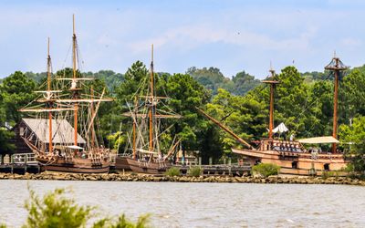 Colonial era ships at the Jamestown Historic Ship Museum in Jamestown Virginia 