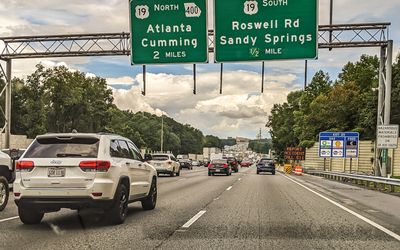 Heading toward Georgia 400 on the always crowded perimeter (I-285) in Atlanta Georgia