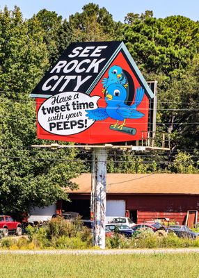 See Rock City billboard along US 72 in Alabama