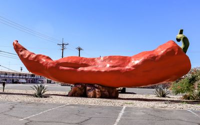 World’s Largest Chile Pepper at the Big Chile Inn in Las Cruses New Mexico