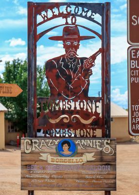 Crazy Annie’s Bordello sign (Bed and Breakfast Saloon) in Tombstone AZ