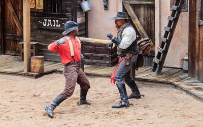 Cowboy fist fight on the streets of Tombstone AZ