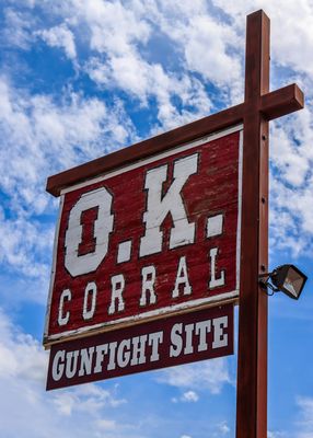 The O.K. Corral sign on Fremont Street at the site of the Gunfight at the OK Corral 