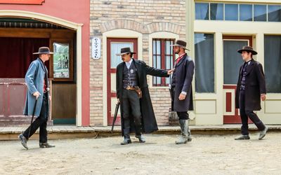 Doc Holliday with Virgil, Wyatt and Morgan Earp at the Gunfight at the OK Corral