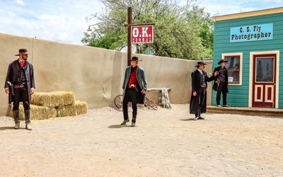 Wyatt Earp, Doc Holliday and Virgil and Morgan Earp prepare at the Gunfight at the OK Corral