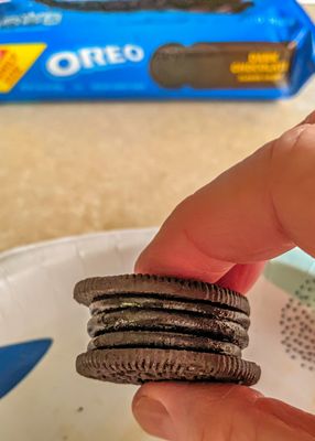 The invention of the triple-double dark chocolate Oreo cookie!
