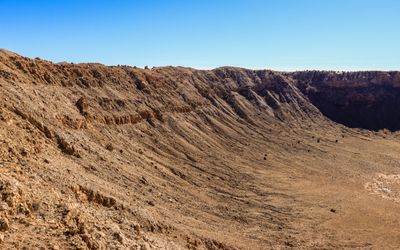 The east rim and the floor of the crater in Meteor Crater NL