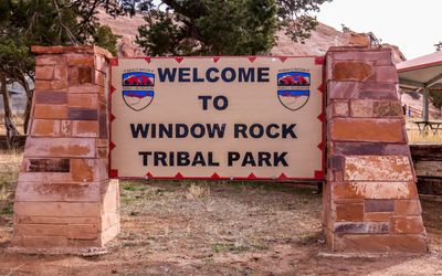 Sign for the Window Rock Tribal Park in the Navajo Nation at Window Rock 