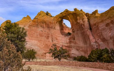 A view of Window Rock in the Tribal Park in the Navajo Nation at Window Rock