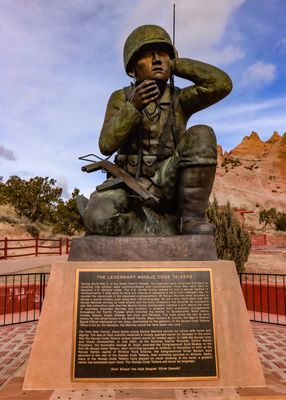 Navajo Code Talkers statue in the Tribal Park in the Navajo Nation at Window Rock