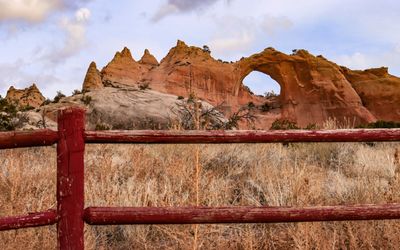 Fence surrounding the Window Rock Tribal Park in the Navajo Nation at Window Rock