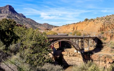 The historic 1934 bridge over the Salt River in the Salt River Canyon