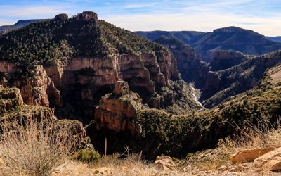 Sheer cliffs high above the Salt River in the Salt River Canyon