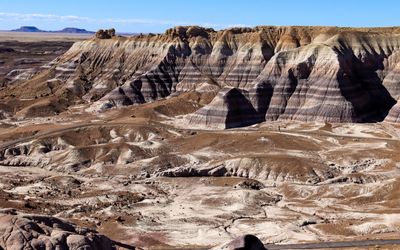 View of the badlands from an overlook into the Blue Forrest in Petrified Forest NP
