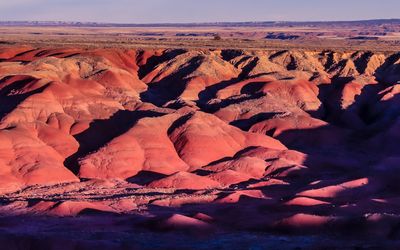 Sunset colors the Painted Desert in Petrified Forest NP