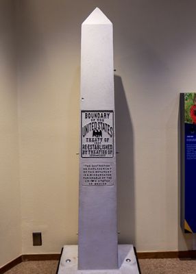 One of three original Boundary Monuments in the visitor center in Chamizal National Memorial