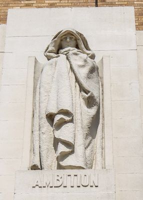 Ambition sculpture above the entrance to Little Rock Central High School in Little Rock Central HS NHS