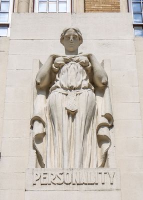 Personality sculpture above the entrance to Little Rock Central High School in Little Rock Central HS NHS
