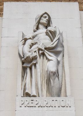 Preparation sculpture above the entrance to Little Rock Central High School in Little Rock Central HS NHS