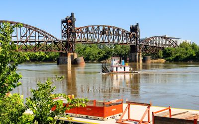 The Clinton Presidential Park Bridge over the Arkansas River in Little Rock 