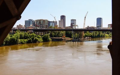 Little Rock and the Arkansas River from the Clinton Presidential Park Bridge in Little Rock
