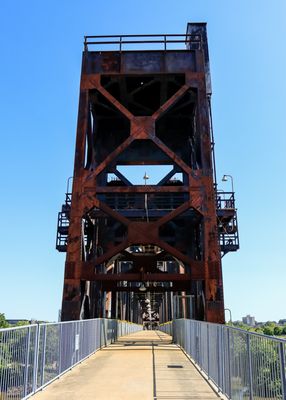 Drawbridge tower of the Clinton Presidential Park Bridge in Little Rock