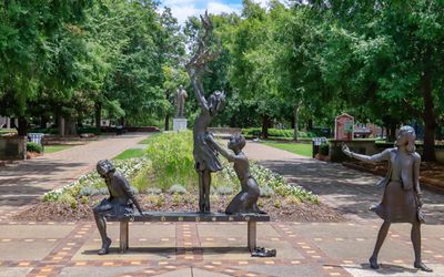 Statue commemorating the 16th Street Baptist Church bombing in Kelly Ingram Park in Birmingham Civil Rights NM