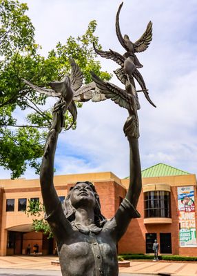 Closeup of statue commemorating the 16th Street Baptist Church bombing in Kelly Ingram Park in Birmingham Civil Rights NM