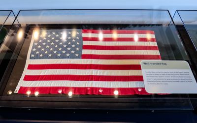 U.S. Flag carried by Timothy Mays during the Voting Rights March along the Selma to Montgomery NHT