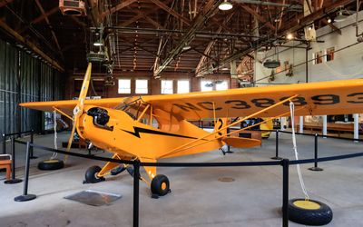 The J3 Piper Cub in Hanger 1 in Tuskegee Airmen NHS