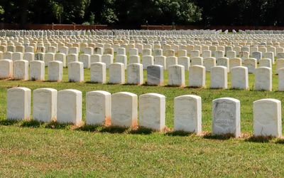Grave markers for Andersonville prisoners in the National Cemetery in Andersonville NHS